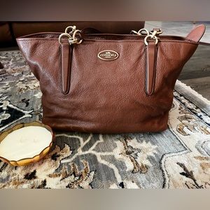 Authentic Leather Coach Zip Bag